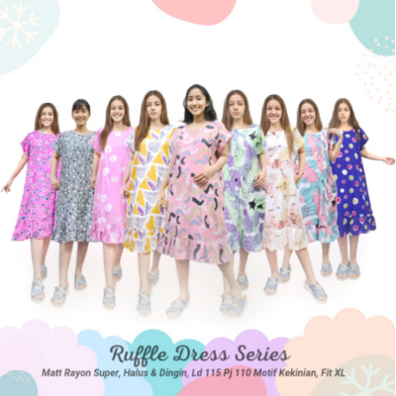 Daster Ruffle Series Motif Wave | eBelanja.id