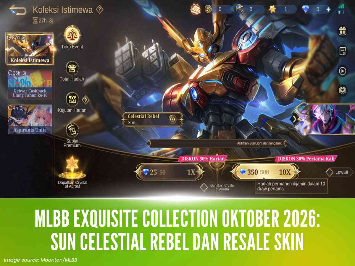 MLBB Exquisite Collection Oktober 2026: Sun Celestial Rebel dan Resale Skin