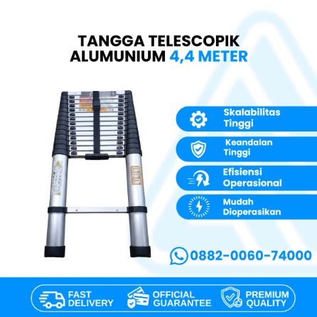 Tangga Teleskopik Alumunium Silver 4.4M