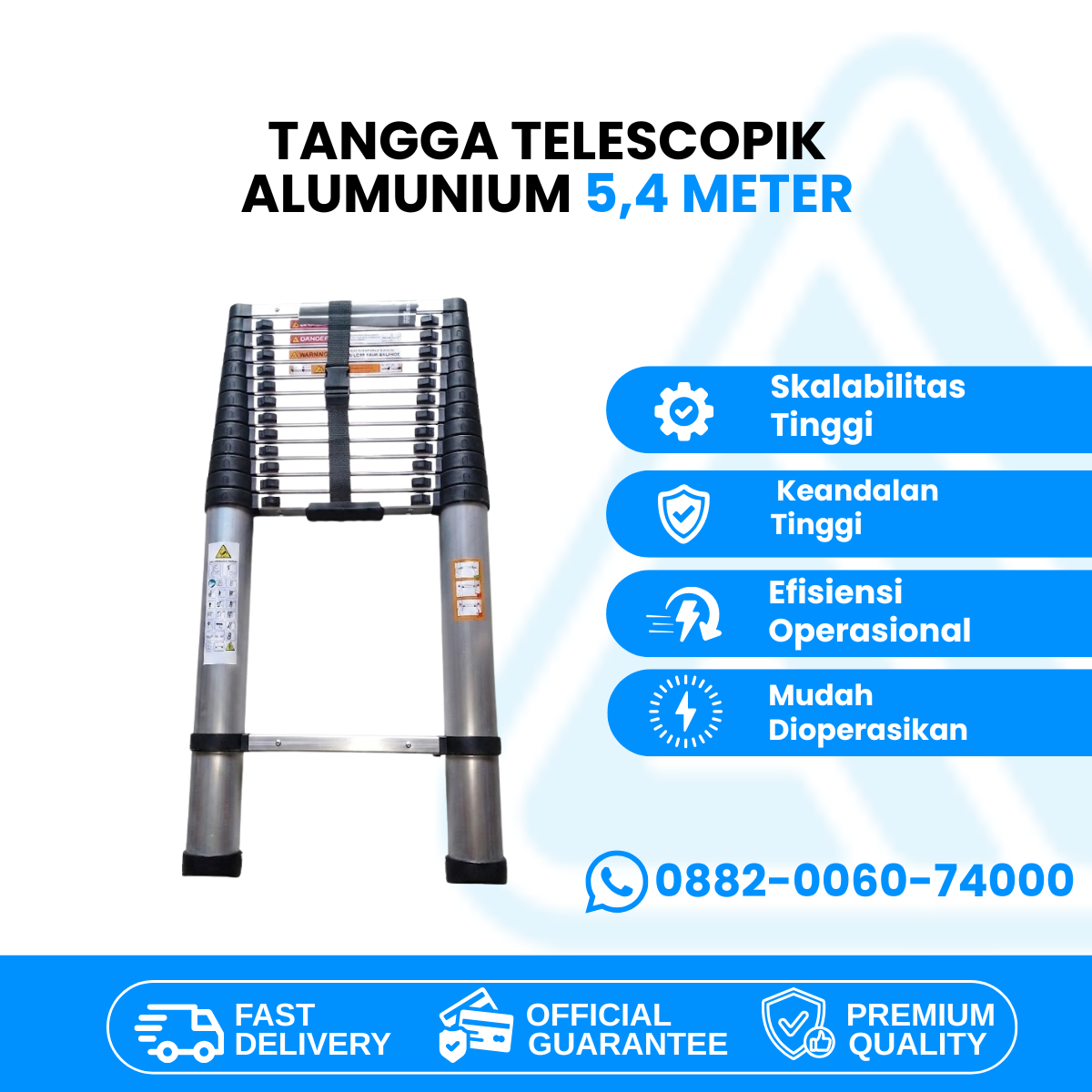 Tangga Teleskopik Alumunium Silver 5.4M